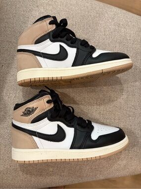 NWOT Air Jordan Kids High-Top Sneakers - White/Black/Tan